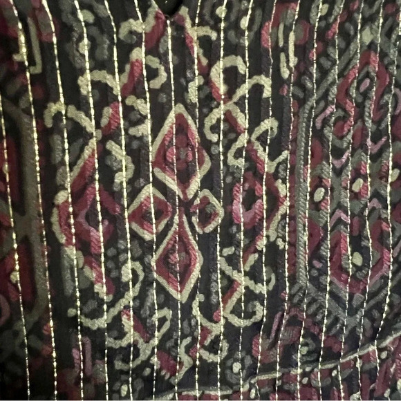 Frame Paisley‎ Metallic Silk Long Sleeve Mini Dress Size Small - Picture 5 of 15